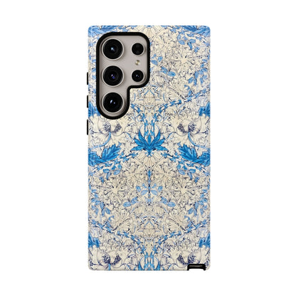 Elegant Floral Phone Case, Tough iPhone Cover, Stylish Mobile Protector, Blue Patterned Case, Unique Gift for Her