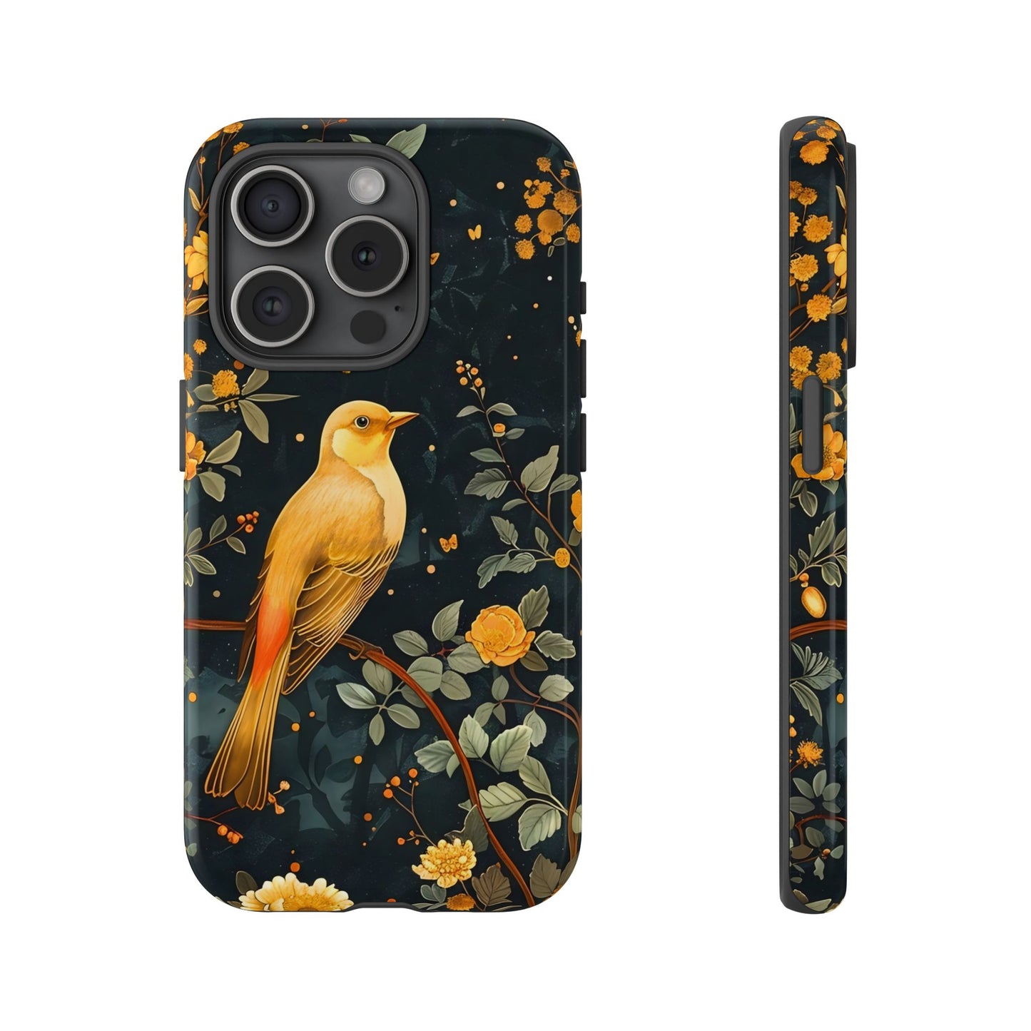 Floral Phone Case, Tough Cases with Bird Design, Nature Lover Gift, Stylish Protection, Birthday Present, Floral Phone Cover