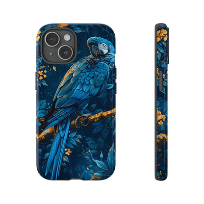 Tough Cases - Vibrant Blue Parrot Phone Case, Tropical Bird Phone Cover, Nature Lover Gift, Eco-Friendly Accessories, Unique Wildlife Decor