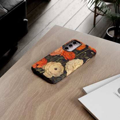 Floral Phone Case with Tough Protection, Blooming Ranunculus Design, Durable Cover, Gift for Flower Lovers, Eco-Friendly Phone Accessory
