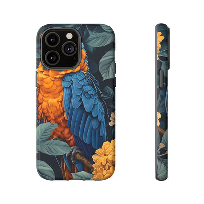 Tropical Parrot Phone Case - Tough Cases, Colorful Phone Cover, Nature Lover Gift, Floral Design, Bird Lover Accessory