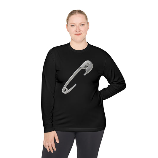 Unisex Lightweight Long Sleeve Tee - Minimalist Safety Pin Design