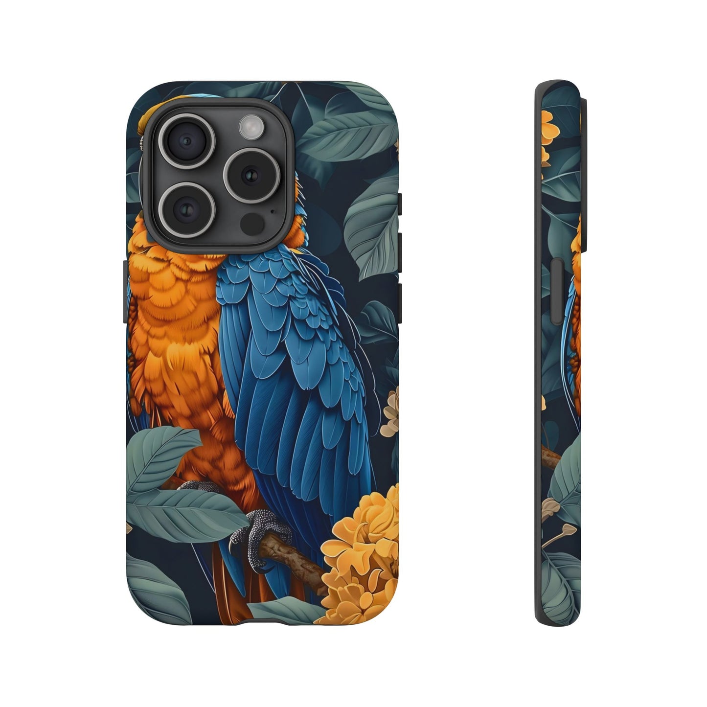 Tropical Parrot Phone Case - Tough Cases, Colorful Phone Cover, Nature Lover Gift, Floral Design, Bird Lover Accessory
