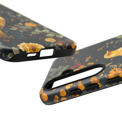 Floral Phone Case, Tough Cases with Bird Design, Nature Lover Gift, Stylish Protection, Birthday Present, Floral Phone Cover