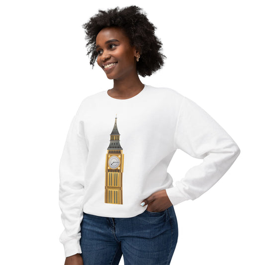 Unisex Lightweight Crewneck Sweatshirt - Classic London - Big Ben in All Its Glory"