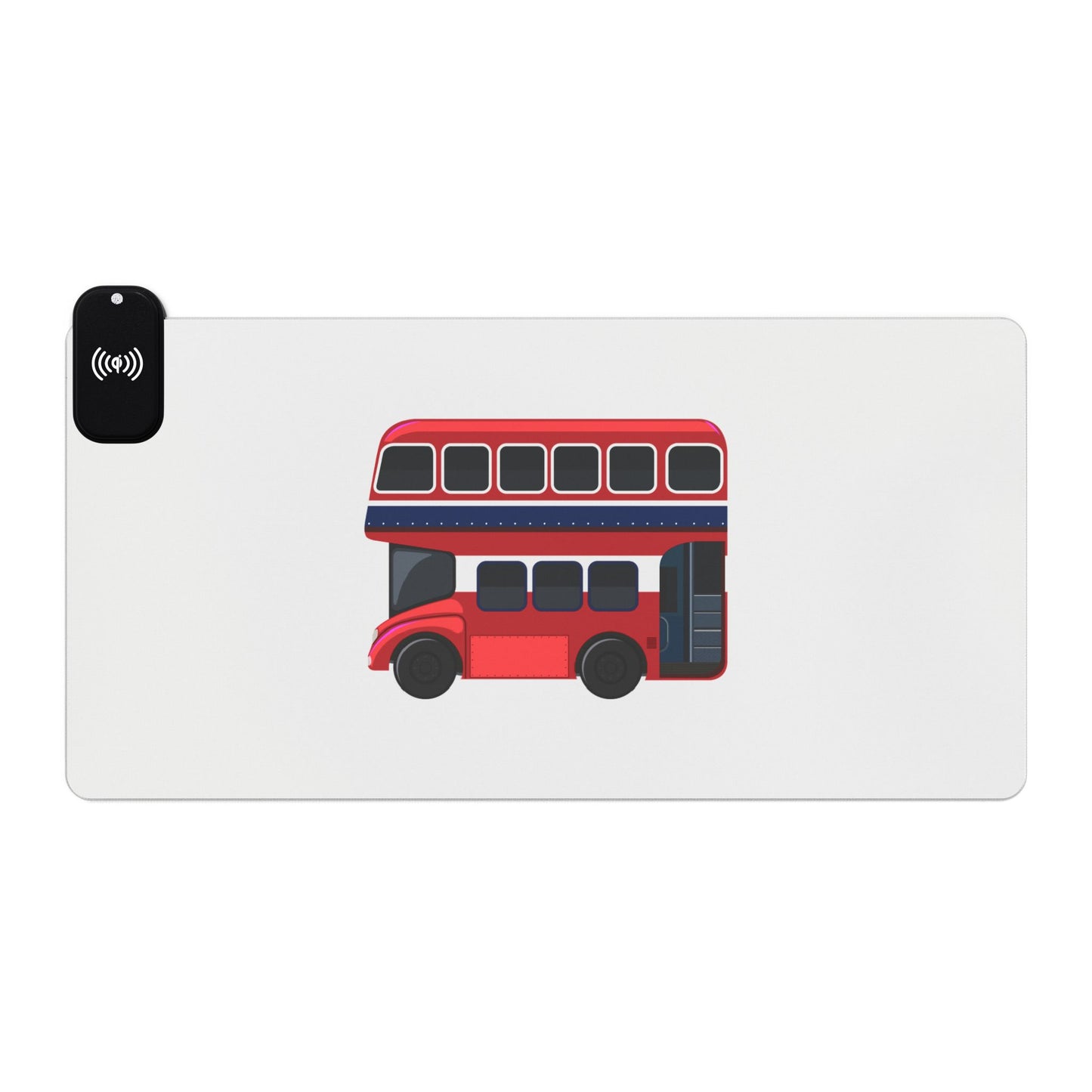 Red Double-Decker Bus Front View - LED Gaming Mouse Pad with Wireless Charging, Perfect for Gamers, Gaming Desk Accessories, Desk Decor, LED Light Mousepad