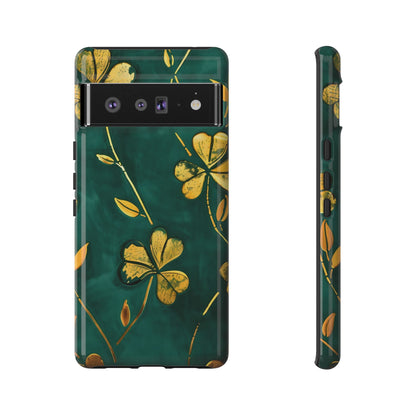 Floral Phone Case with Gold Accents, Tough Phone Cover, Stylish Phone Protector, Unique Gift for Her, Nature Lover Accessory