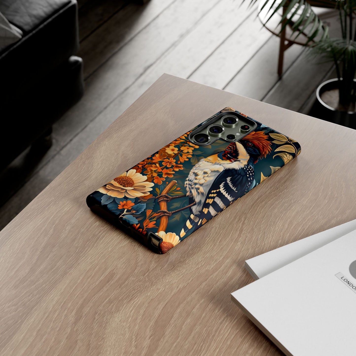 Tough Cases: Floral Bird Phone Case, Vintage Style Cover, Nature Lover Gift, Botanical Design, Spring Inspire Fashion