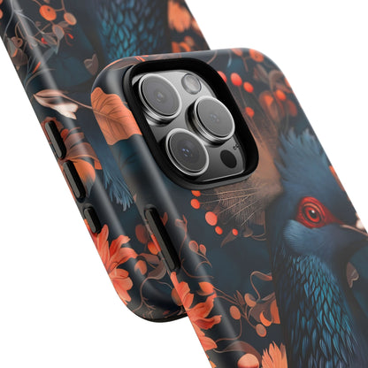 Vibrant Phone Case with Floral Peacock Design - Tough Cases, Artistic Phone Cover, Unique Gift for Nature Lovers, Stand Out Tech Accessory