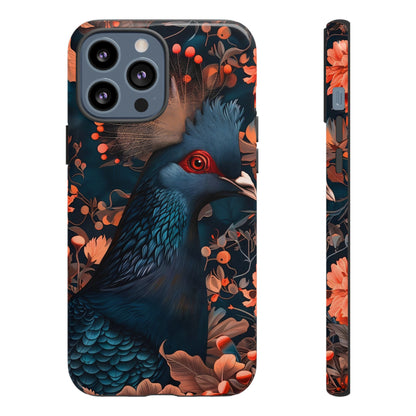 Vibrant Phone Case with Floral Peacock Design - Tough Cases, Artistic Phone Cover, Unique Gift for Nature Lovers, Stand Out Tech Accessory