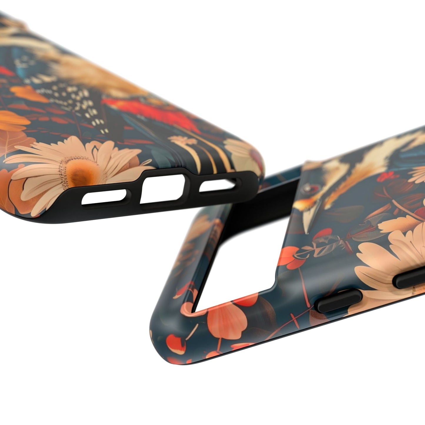 Artistic Bird Phone Case, Unique Tough Cases for Nature Lovers, Floral Design, Cute Gift, Customized Phone Accessories