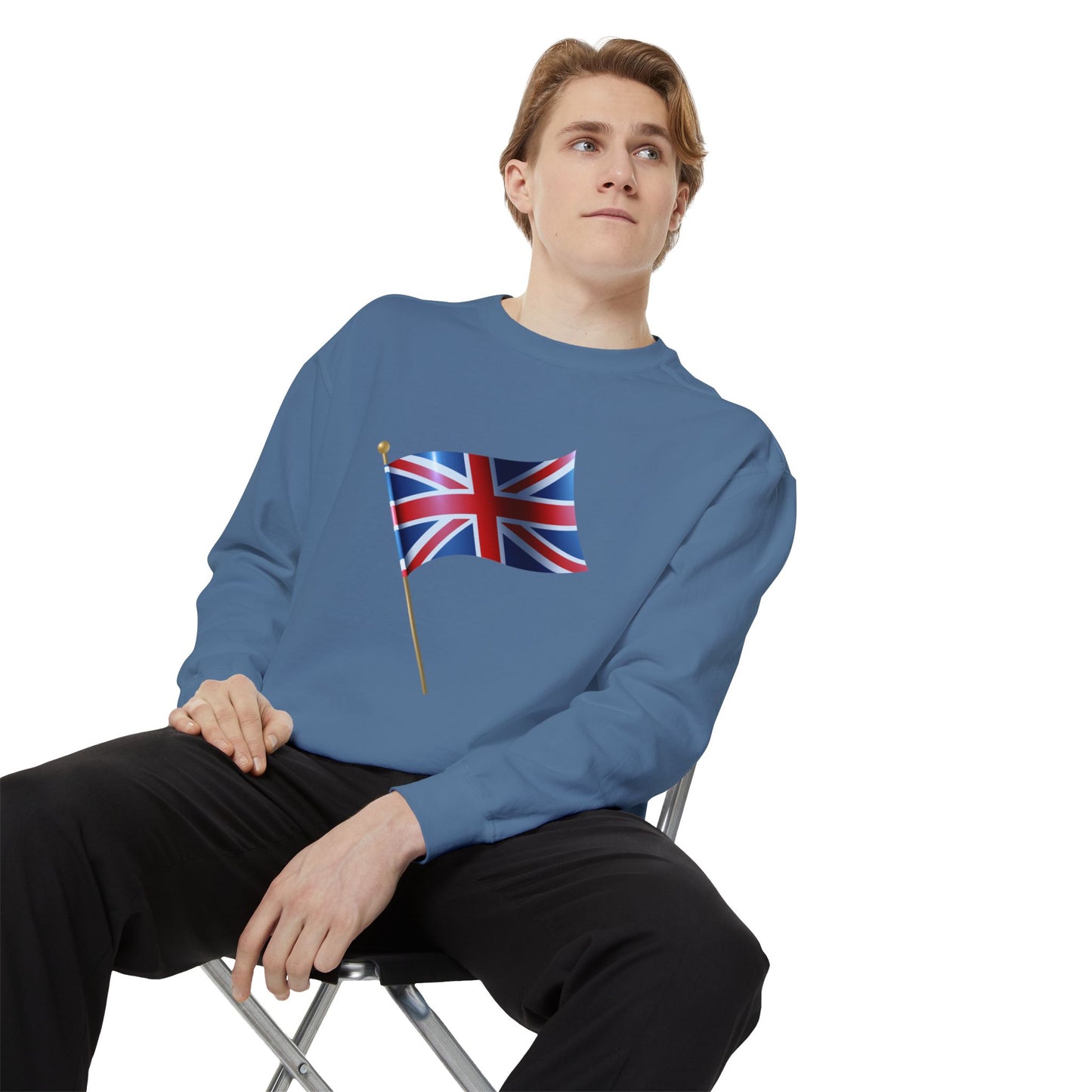 Unisex Garment-Dyed Sweatshirt - Classic UK Flag