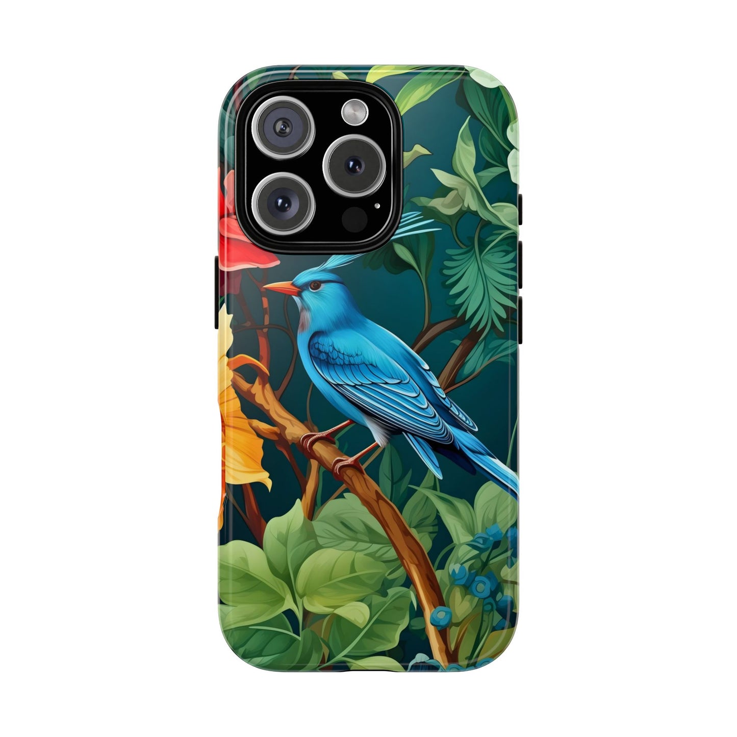 Tough Cases - Vibrant Bird Phone Case, Floral Design, Nature Lover, Unique Gift, Stylish Protection, Phone Accessories