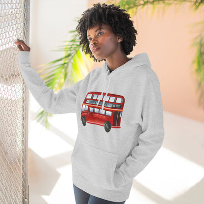 Three-Panel Fleece Hoodie - London’s Red Icon - The Classic Double-Decker Bus