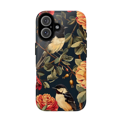 Floral Phone Case with Birds, Botanical iPhone Cover, Bird Lover Gift, Nature-Inspired Accessories, Eco-Friendly Mobile Case