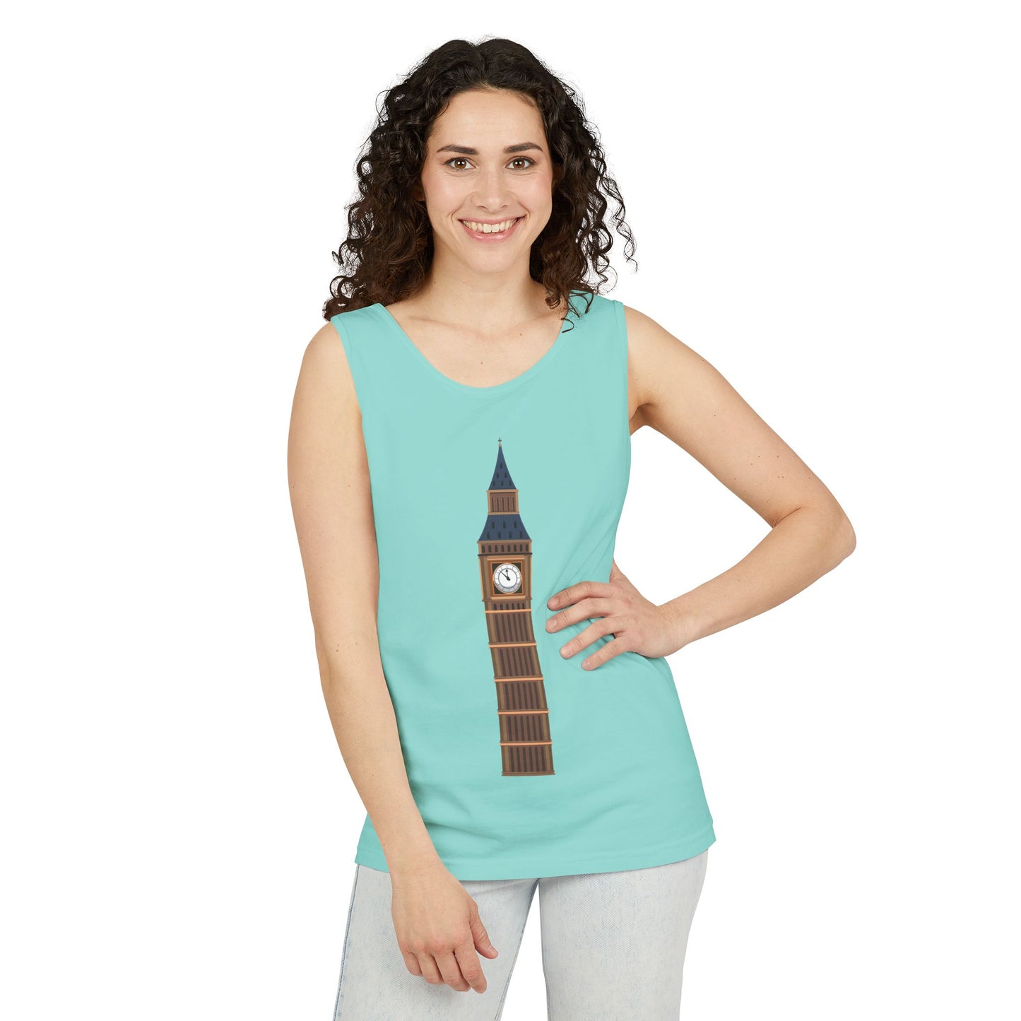 Unisex Garment-Dyed Tank Top - Historic Big Ben England Tower Artwork