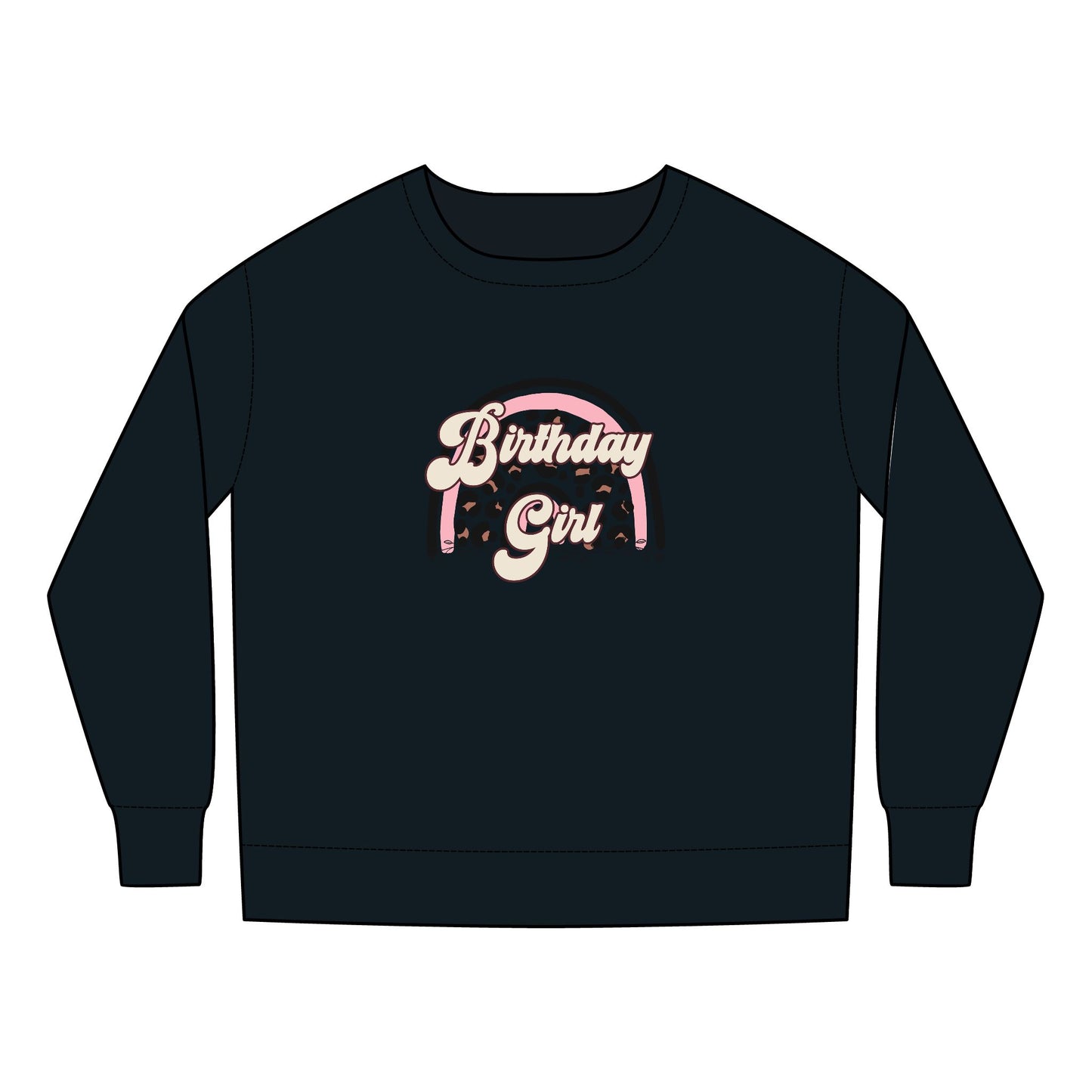 Toddler Sweatshirt - Birthday Girl Leopard Print Rainbow Clipart - Cute Celebration Apparel for Kids