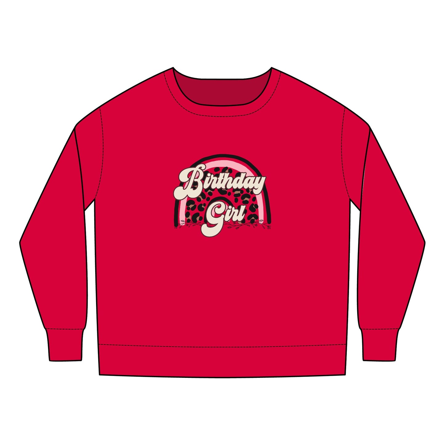 Toddler Sweatshirt - Birthday Girl Leopard Print Rainbow Clipart - Cute Celebration Apparel for Kids