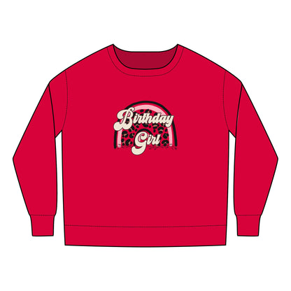 Toddler Sweatshirt - Birthday Girl Leopard Print Rainbow Clipart - Cute Celebration Apparel for Kids