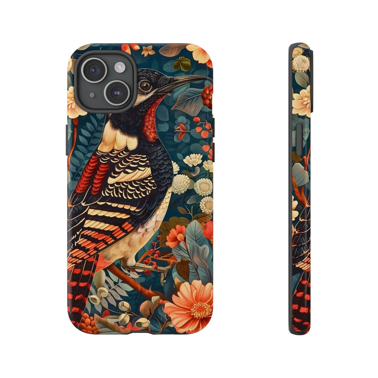 Nature-Inspired Phone Case with Floral Art, Tough Phone Cover, Protective Case, Gift for Nature Lovers, Unique Phone Accessory