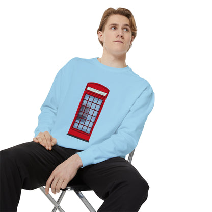 Unisex Garment-Dyed Sweatshirt Lightweight - Iconic British Public Telephone