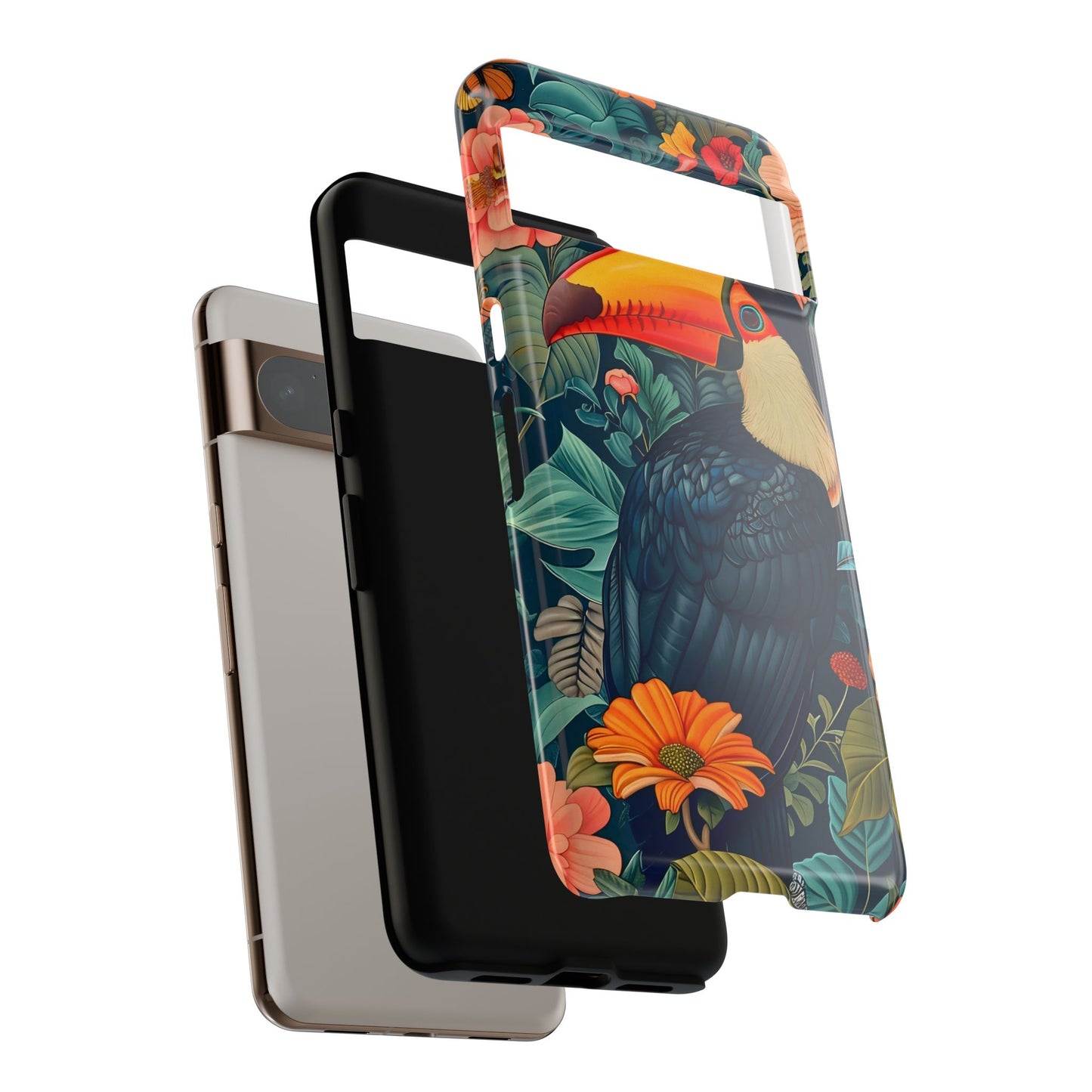 Tropical Toucan Phone Case - Cute Animal Design, Nature Lover Gift, Floral Pattern, Bird Lover Accessory, Summer Vibes