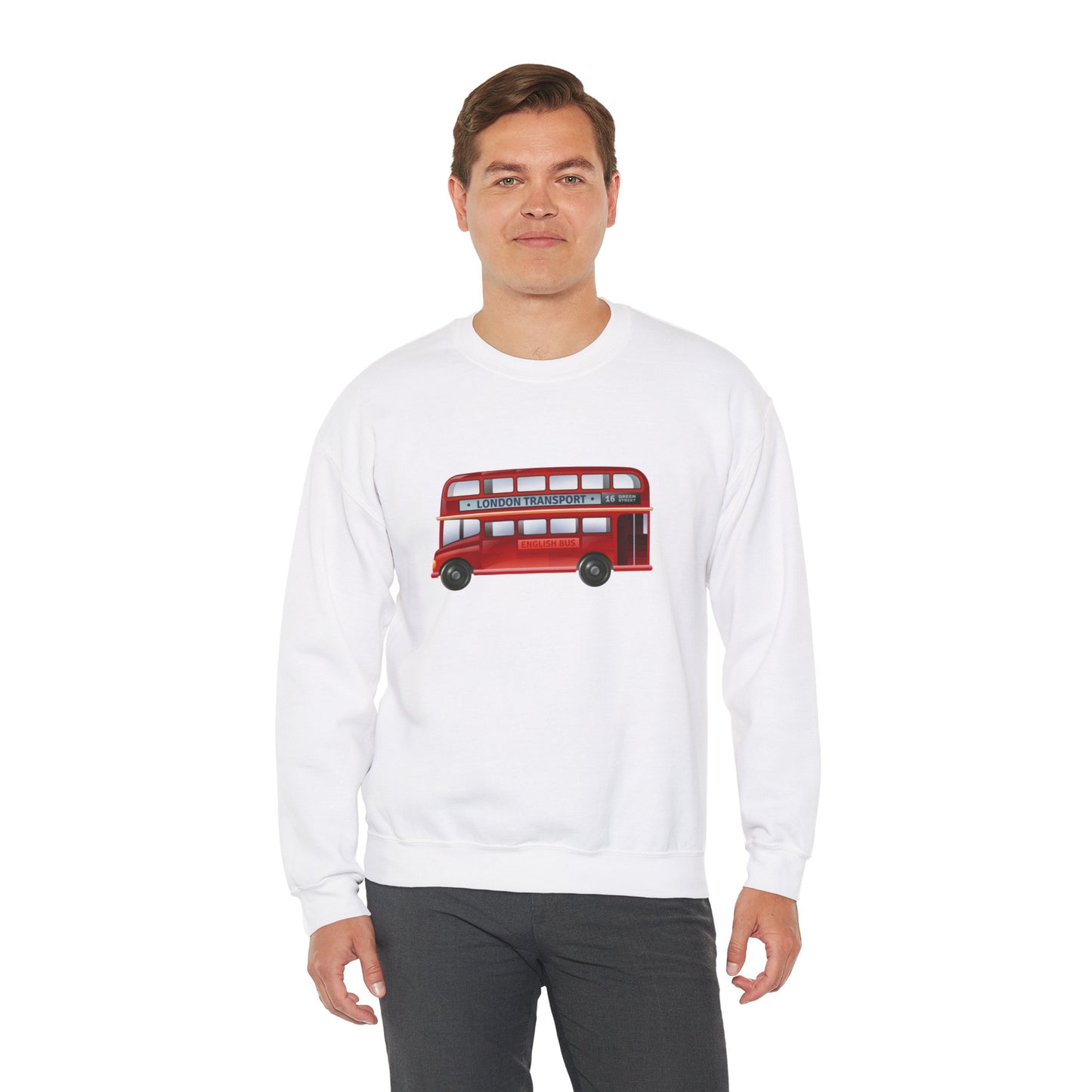 Unisex Heavy Blend™ Crewneck Sweatshirt Trendy - London Transport Red Double-Decker Bus