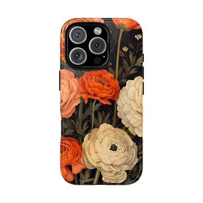 Floral Phone Case with Tough Protection, Blooming Ranunculus Design, Durable Cover, Gift for Flower Lovers, Eco-Friendly Phone Accessory