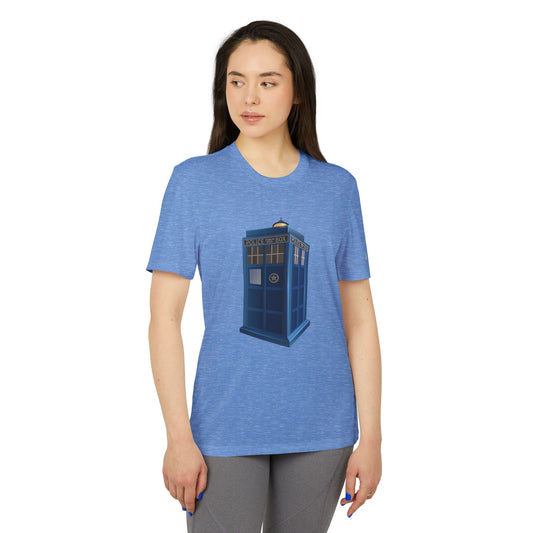 Adidas Unisex Doctor Who T-Shirt - Blue Police Box Design - British Police Public Call Box