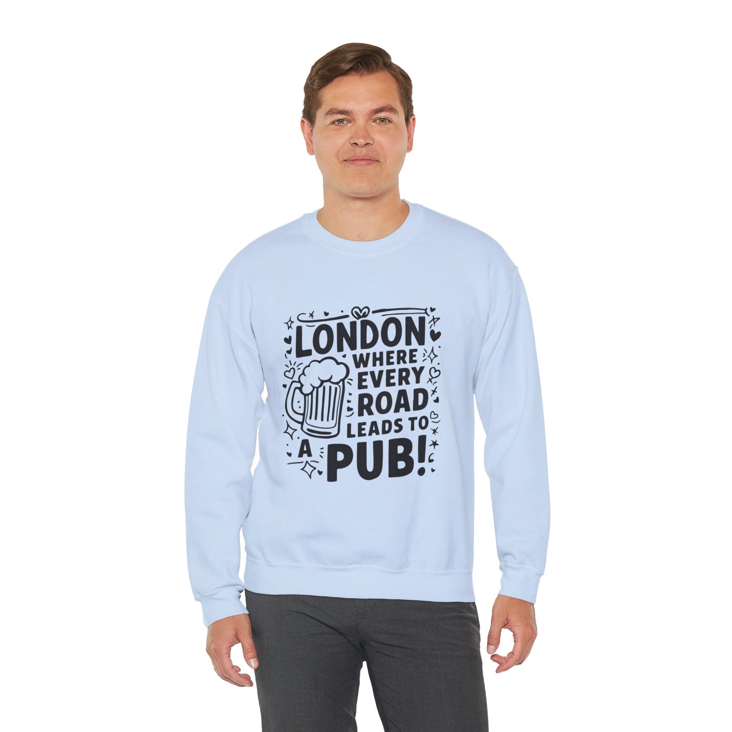 Unisex Heavy Blend™ Crewneck Sweatshirt Cozy - Every Road Leads to pub