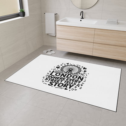 Stylish Heavy Duty Floor Mat - London Street Story Design, Home Decor, Indoor/Outdoor Rug, Entryway Mat, Gift for Travelers