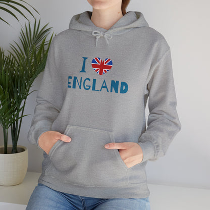 Unisex Heavy Blend™ Hooded Sweatshirt - I Love England - Union Jack Heart Design