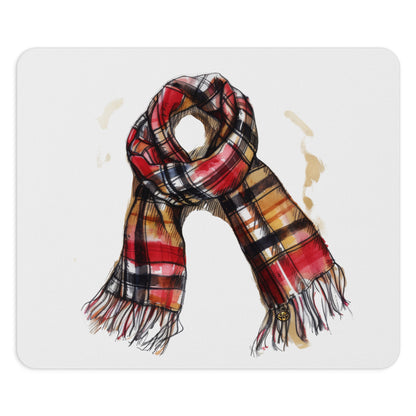 Cozy Plaid Mouse Pad with Scarf Design, Home Office Decor, Gift for Gamers, Holiday, Work from Home Essentials, Stylish Desk Accessory