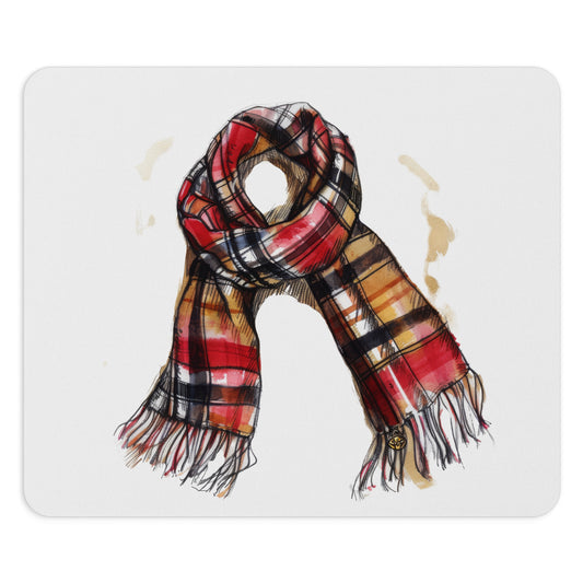 Cozy Plaid Mouse Pad with Scarf Design, Home Office Decor, Gift for Gamers, Holiday, Work from Home Essentials, Stylish Desk Accessory