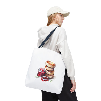 Delightful Donut Tote Bag, Fun Tote, Foodie Gift, Jam & Bagels Design, Shopping Bag, Bakery Lover Gift