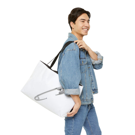 Stylish Weekender Tote Bag with Safety Pin Design, Travel Bag, Beach Tote, Gift for Her, Eco-friendly Handbag