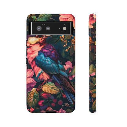 Vibrant Phone Case, Tropical Bird Design, Tough Phone Cover, Floral Tech Accessory, Gift for Nature Lovers