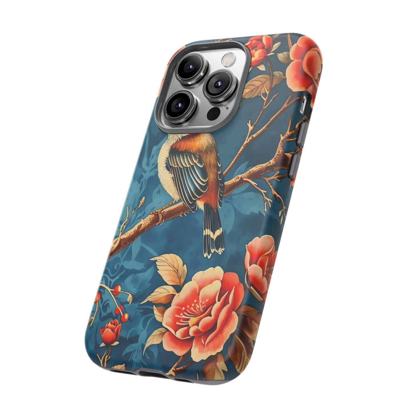 Bird & Floral Phone Case, Tough Cases for Nature Lovers, Gift for Her, Customizable Design, Vibrant Tech Accessories