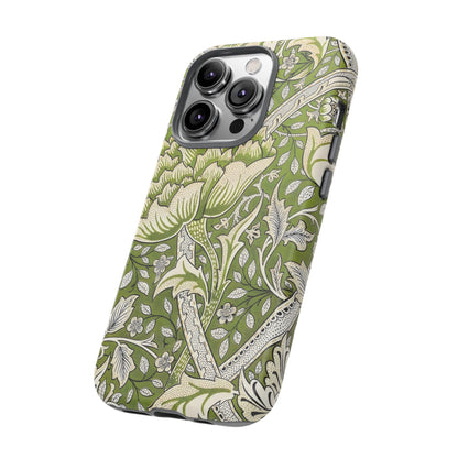 Stylish Phone Case with Floral Design, Durable Protective Cover for iPhone, Unique Gift for Birthdays, Mother's Day, Green Aesthetic