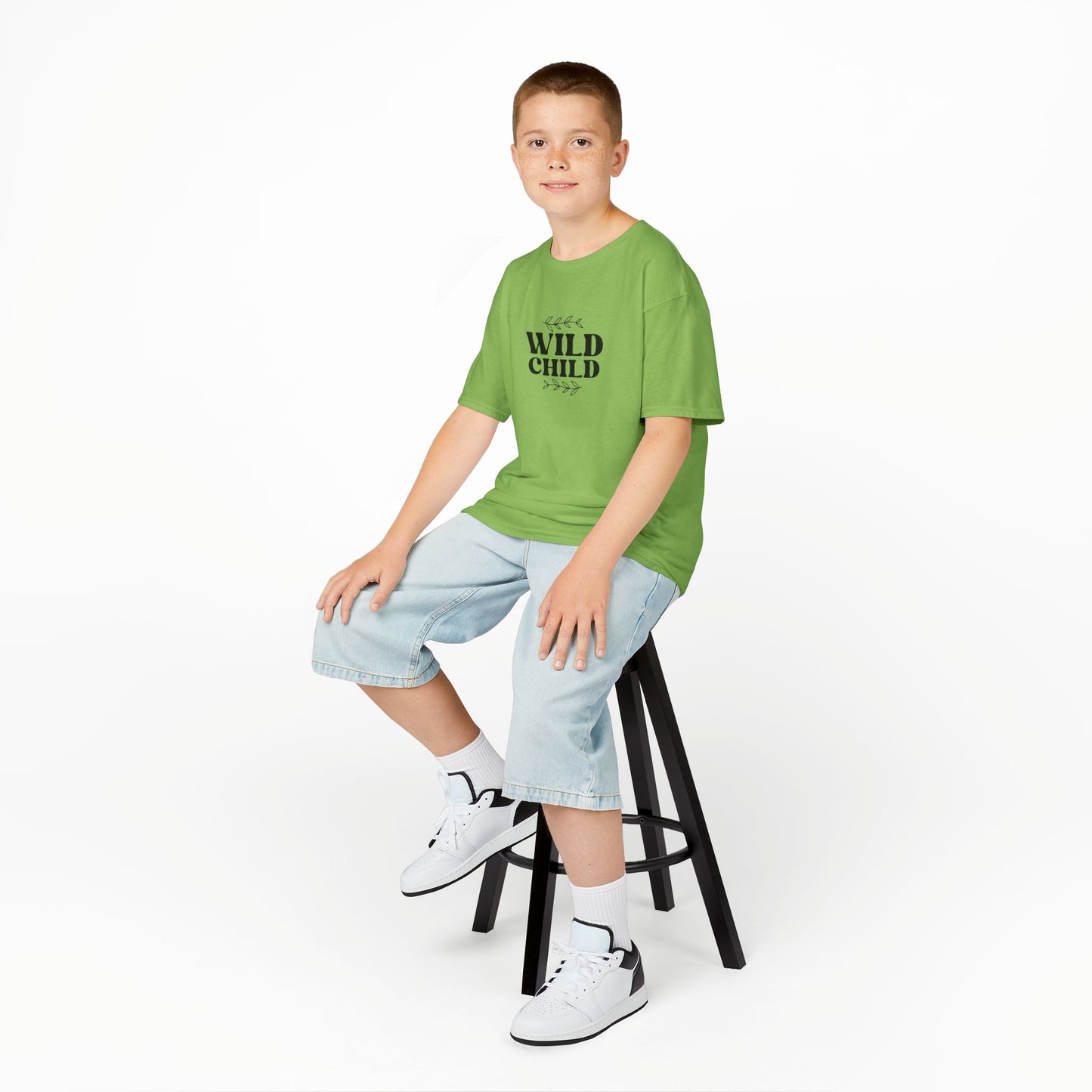 Kids Heavy Cotton Tee - Wild Child Boho Retro Typography Design - Comfortable & Playful T-Shirt for Adventurous Kids