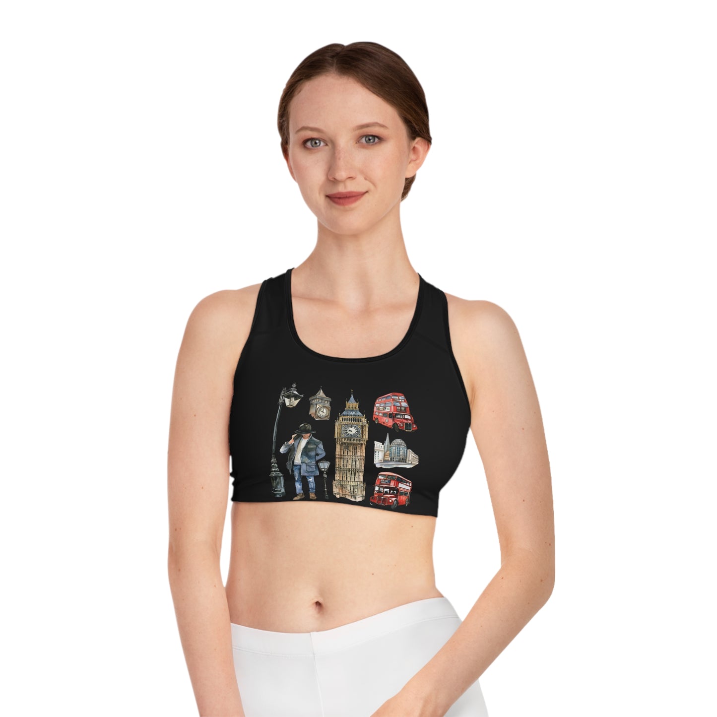 Sports Bra with Iconic Landmarks - British Pride - England’s Most Famous Icons - London-Inspired