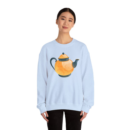Unisex Heavy Blend™ Crewneck Sweatshirt - Classic British Tea Kettle - Timeless Elegance in Tea Time