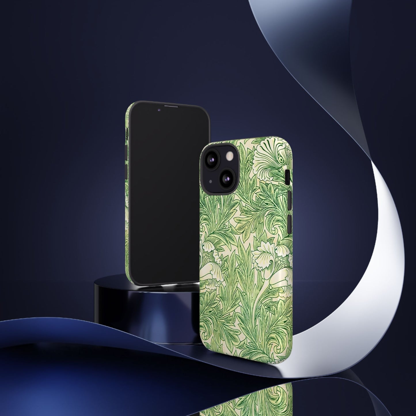 Green Floral Phone Case, Botanical iPhone Cover, Tough Phone Shell, Nature-inspired Gift, Eco-friendly Tech Accessory