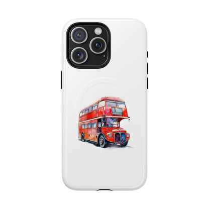 Vintage Double-Decker Bus Phone Case, Tough Magnetic Cases, Unique Mobile Cover, Gifts for Travelers, London-Themed Accessories