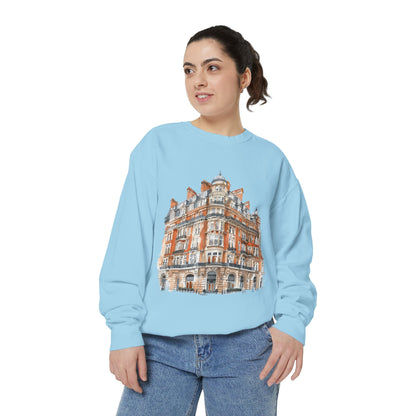 Unisex Garment-Dyed Sweatshirt - Classic British Architecture - Elegant Historic Building