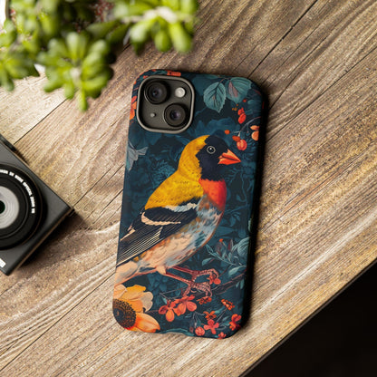 Colorful Bird Phone Case, Floral Phone Cover, Tough Phone Protector, Nature Lover Gift, Botanical Case, Unique Mobile Accessory