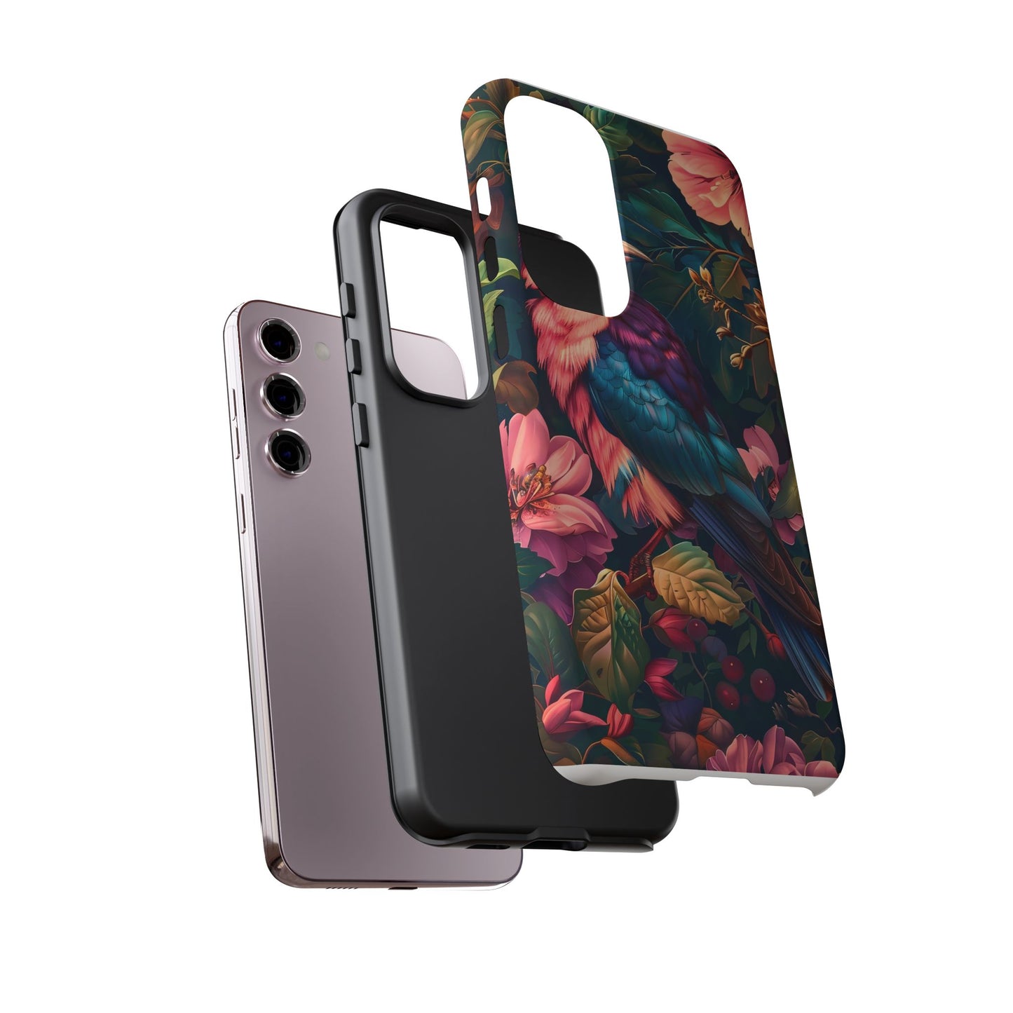 Tough Cases: Vibrant Tropical Bird Phone Case, Floral Smartphone Cover, Nature Lover Gift, Boho Phone Accessory, Cute Bird Case