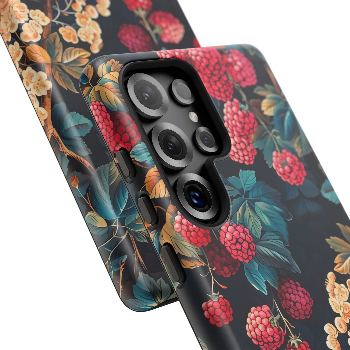 Floral Phone Case with Berry Design, Durable Phone Cover, Floral Print, Gift for Plant Lovers, Nature-Inspired Accessory