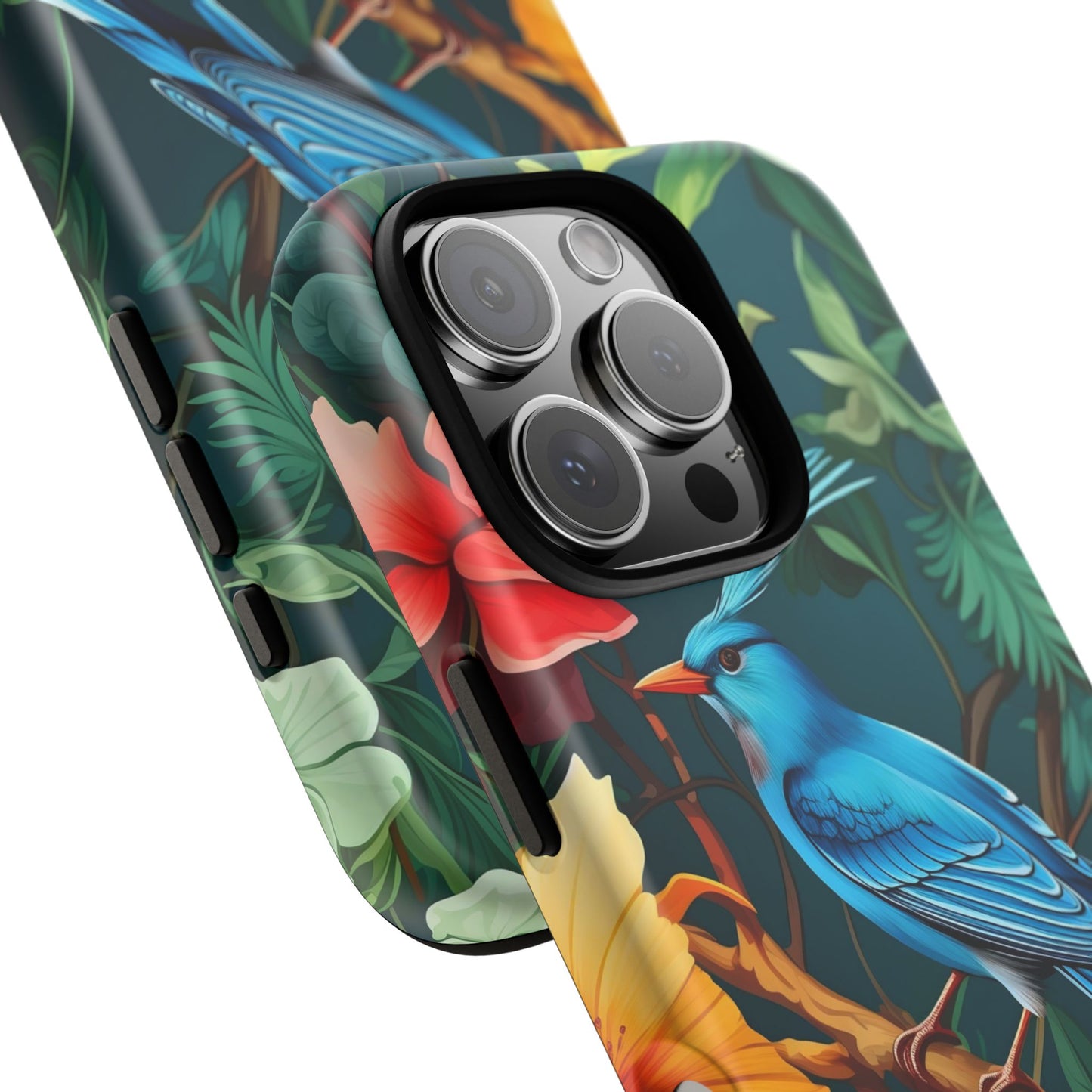 Tough Cases - Vibrant Bird Phone Case, Floral Design, Nature Lover, Unique Gift, Stylish Protection, Phone Accessories