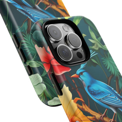 Tough Cases - Vibrant Bird Phone Case, Floral Design, Nature Lover, Unique Gift, Stylish Protection, Phone Accessories